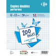 Copies doubles perforées 17 cm x 22 cm - 200 feuilles - Grands carreaux CARREFOUR