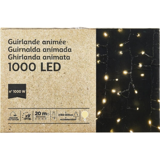 CARREFOUR Guirlande LED Blanc Chaud 1000 LED 20m 9 Fonctions