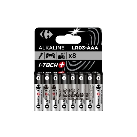 Pile alcaline AAA/LR03 I-Tech X8 CARREFOUR