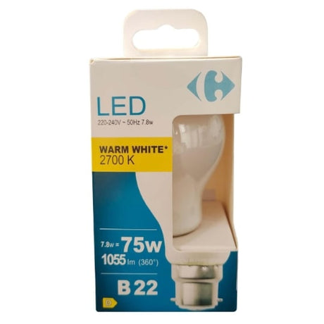 Ampoule LED B22 Standard Blanc-chaud 75W X1 CARREFOUR