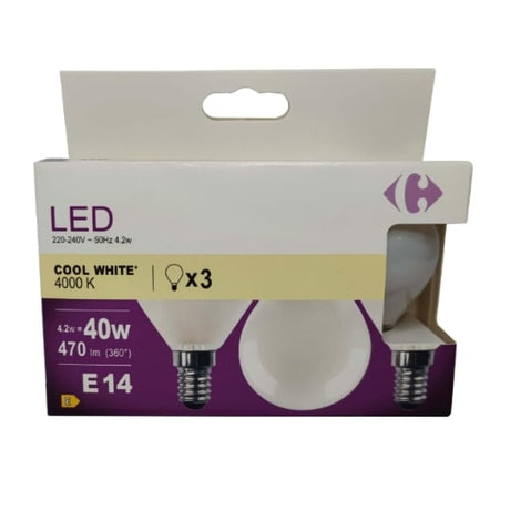 Ampoule LED fil sphérique - 40W - E14 - x3 CARREFOUR