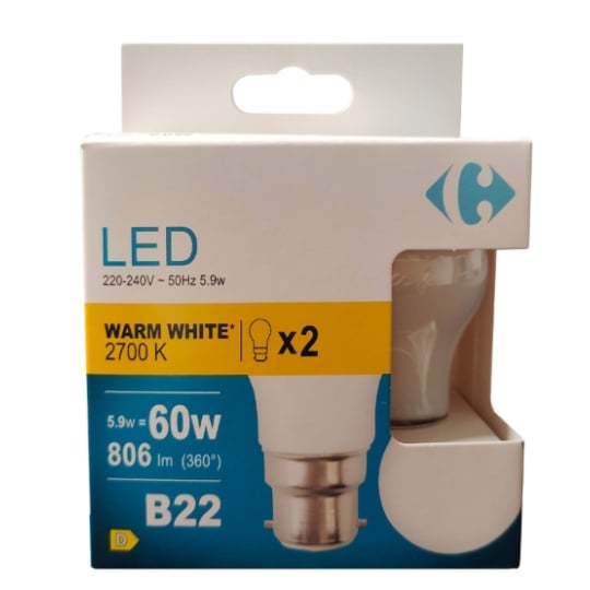 Ampoule LED Spérique 60W B22 CARREFOUR