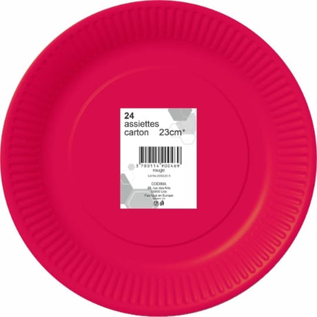 Assiette carton 23 cm rouge