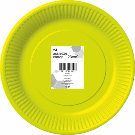 Assiette carton 23 cm jaune