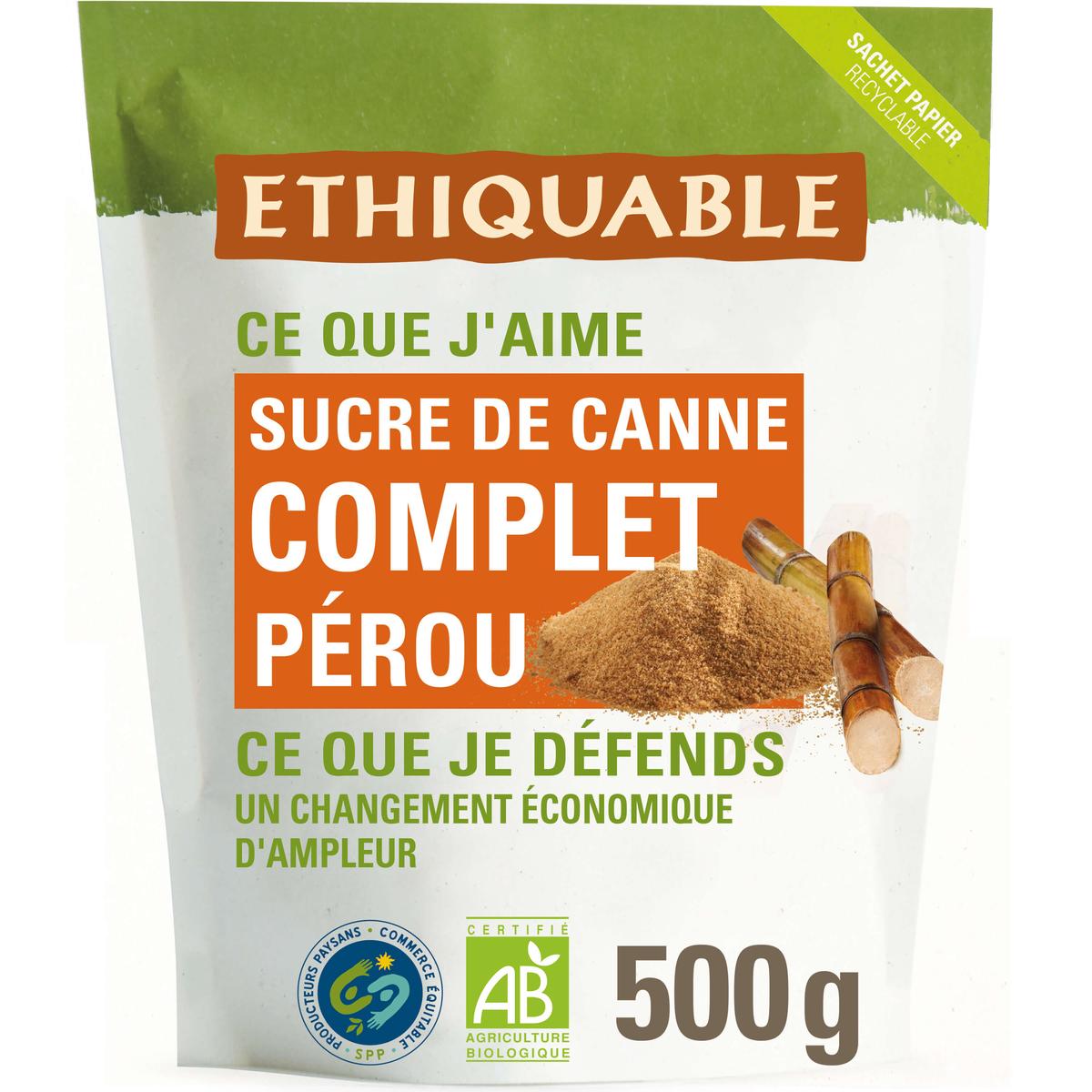 ETHIQUABLE Sucre de Canne en Poudre BIO du Pérou 500 g