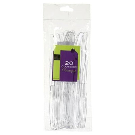 Lot De 20 Couteaux Plastique "express" 19cm Transparent