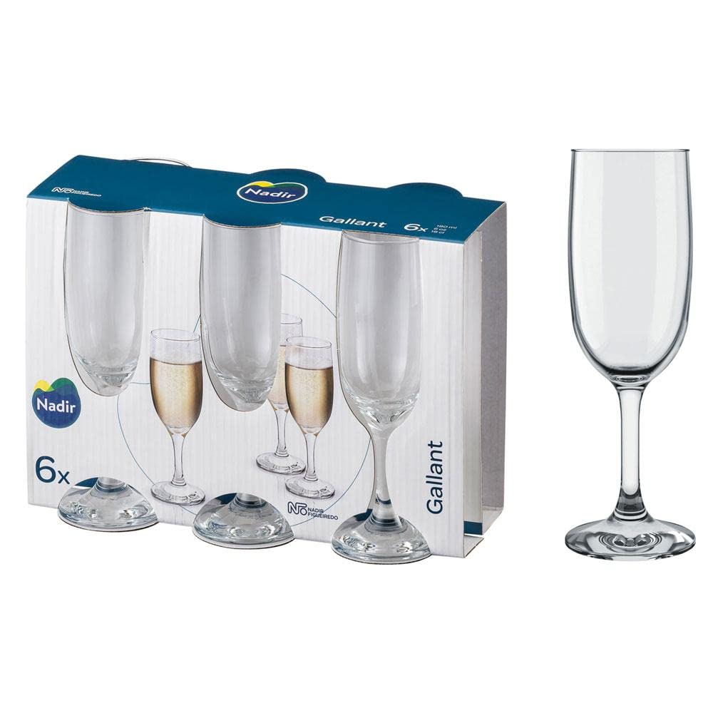 NADIR Lot de 6 Flûtes à Champagne Collection Gallant 18 cl