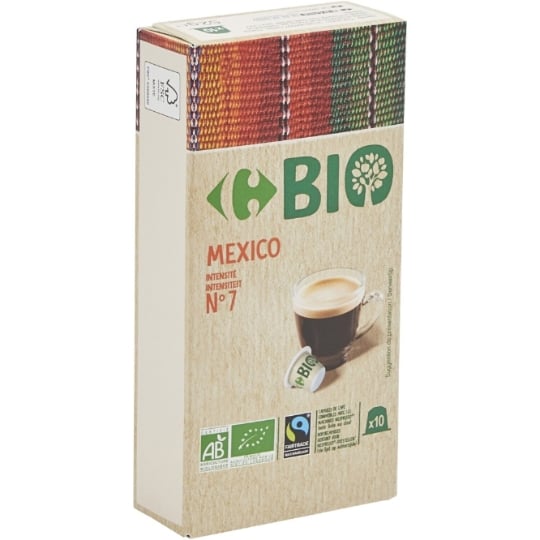 Café Capsules Compatibles Nespresso Mexico Intensité 7 CARREFOUR BIO