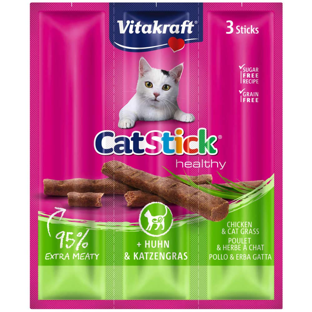 VITAKRAFT Cat Stick Mini Poulet & Herbe à Chat Lot de 3