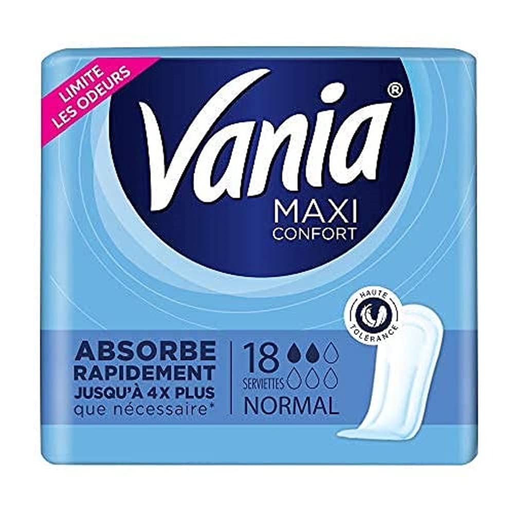 VANIA Serviettes Hygiéniques Maxi Confort Normal Lot de 18