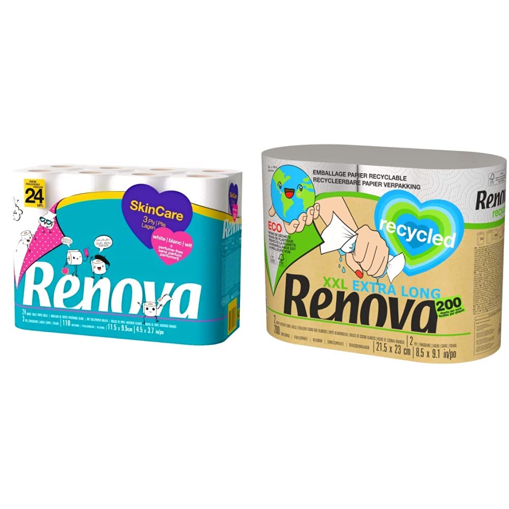 RENOVA Papier Hygiénique Skin Care Plus Parfumé Décoré 6 Rouleaux 3 Plis