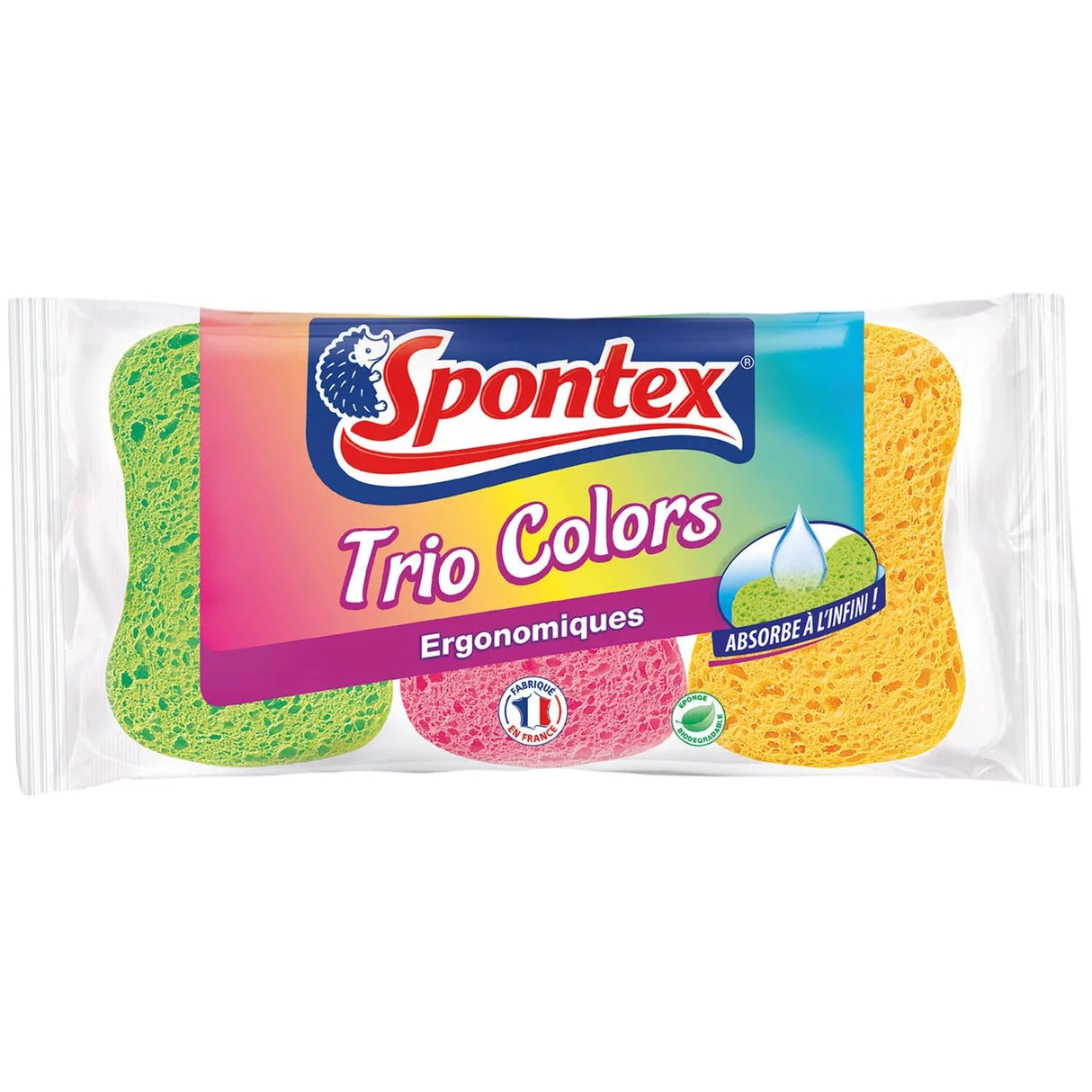 SPONTEX Éponge Trio Colors Ergonomique Lot de 3