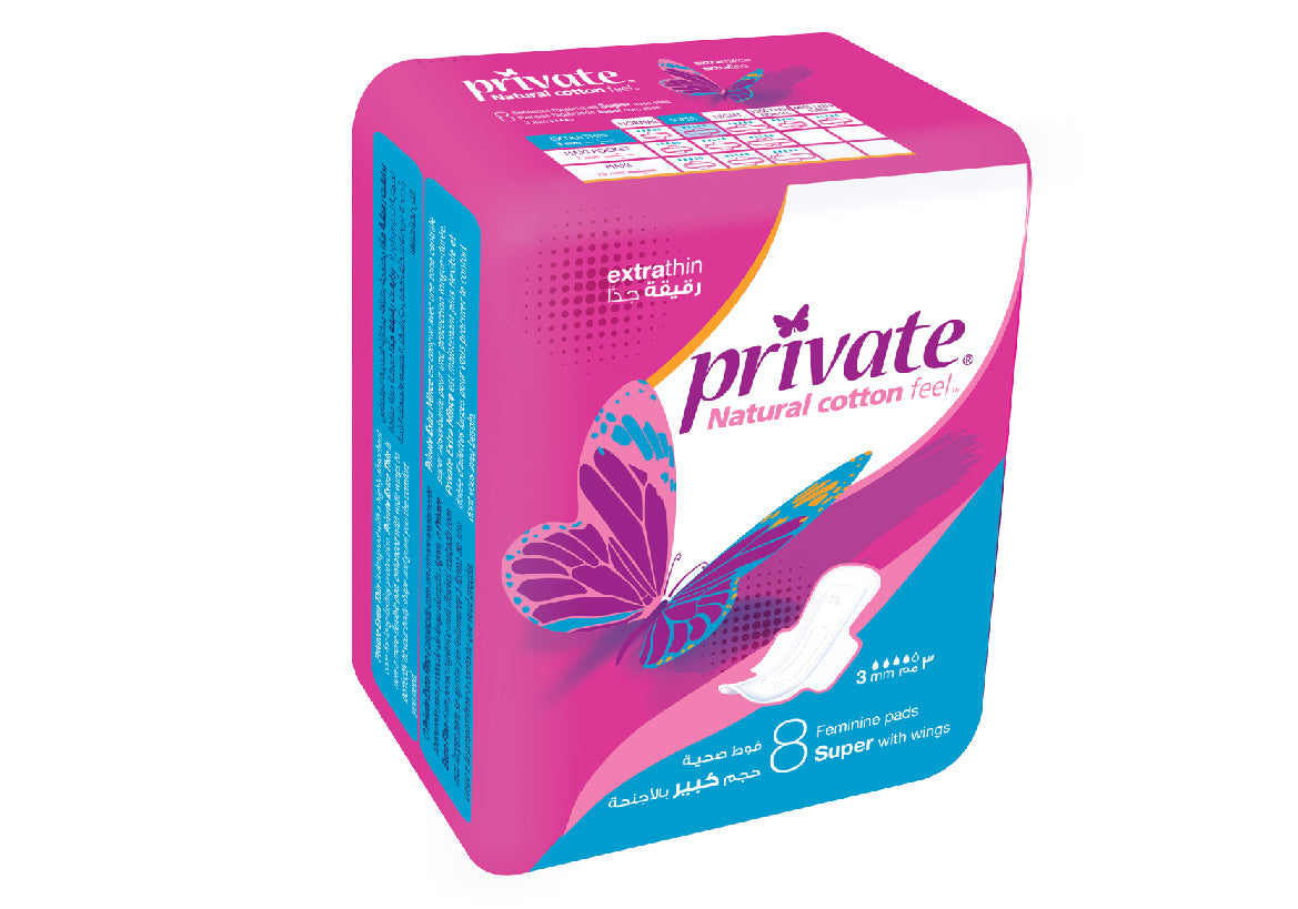 SANITA PRIVATE Serviettes Hygiéniques Extra-Fines Super Lot de 8