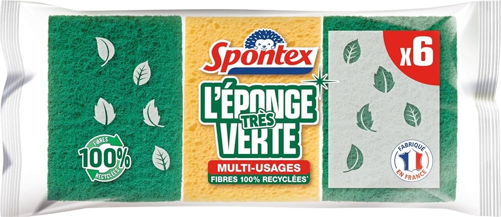 SPONTEX Éponge Grattante Essentiel Multi Usage Écoresponsable Lot de 6