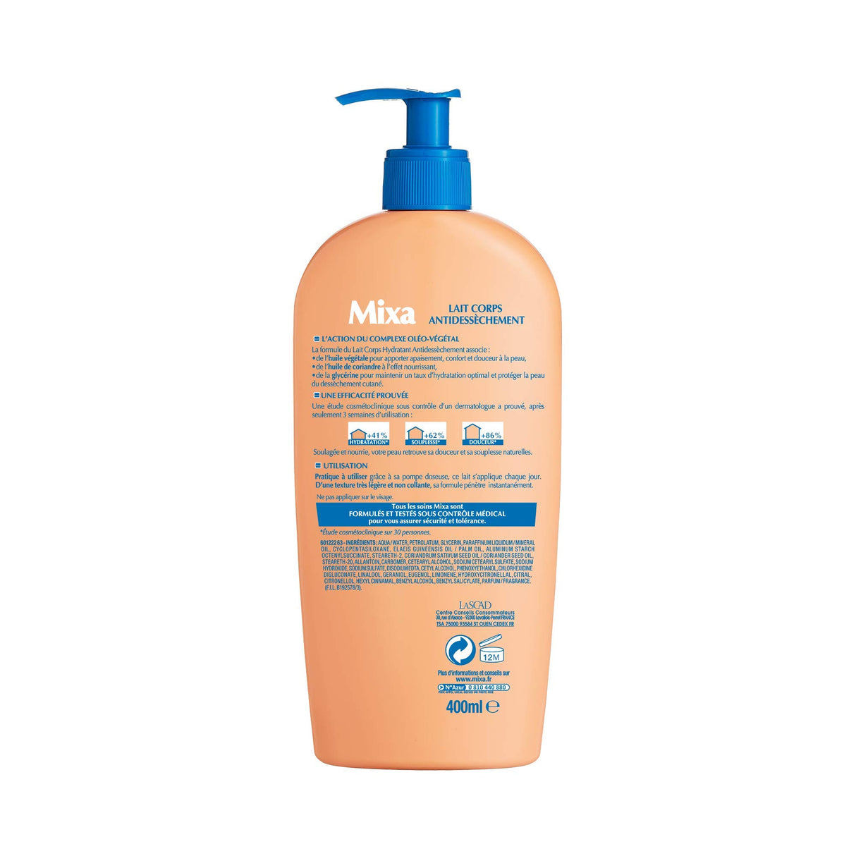 MIXA IPS Crème Anti-Dessèchement Peaux Sensibles 400ml