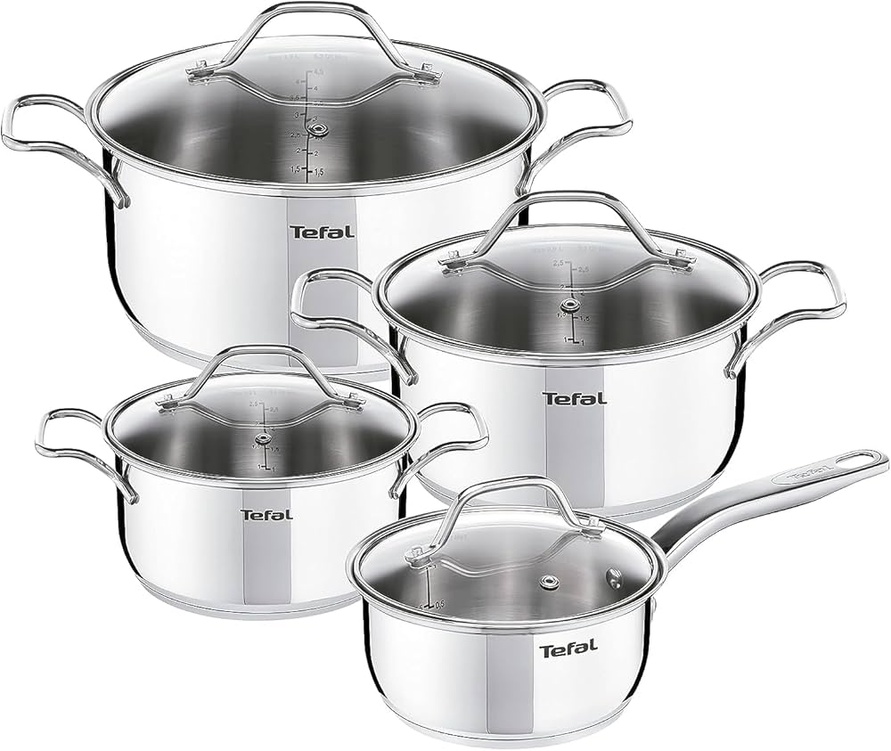 TEFAL Set Intuition Batterie de Cuisine Inox 8 Pièces B864S874