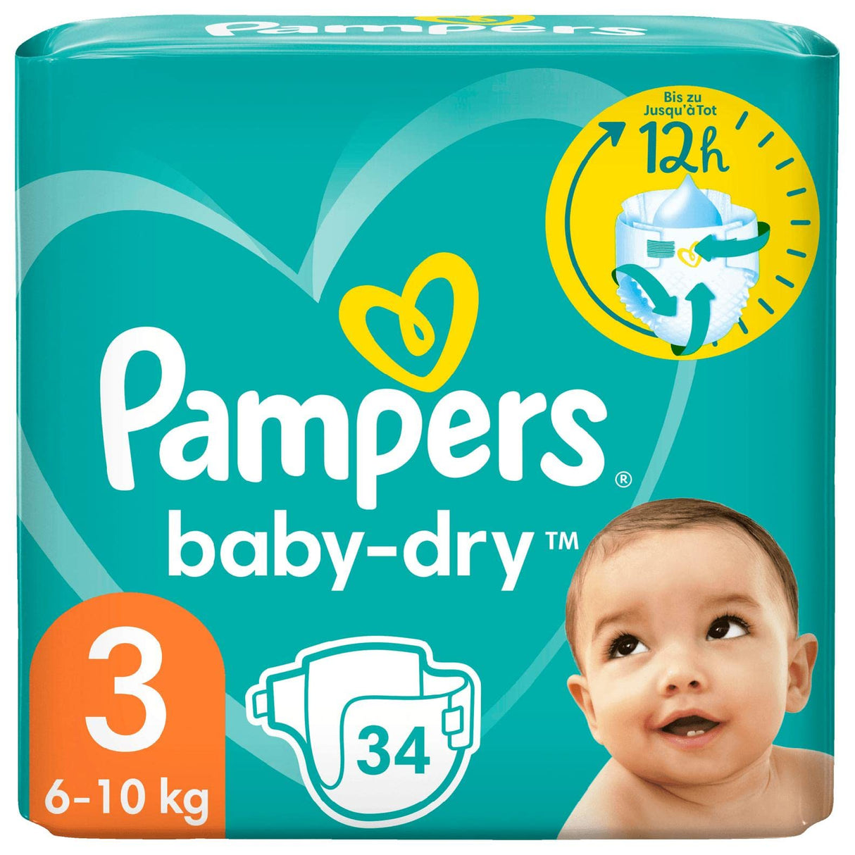 PAMPERS BABY DRY Couches Taille 3 Pack de 34