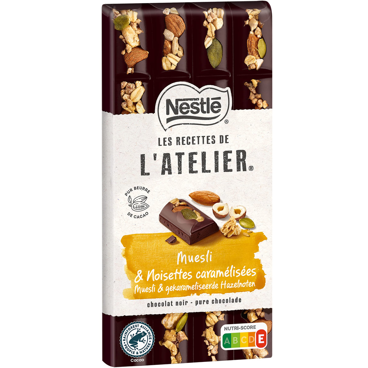 NESTLÉ Noir Muesli et Noisettes Caramélisées 170 g