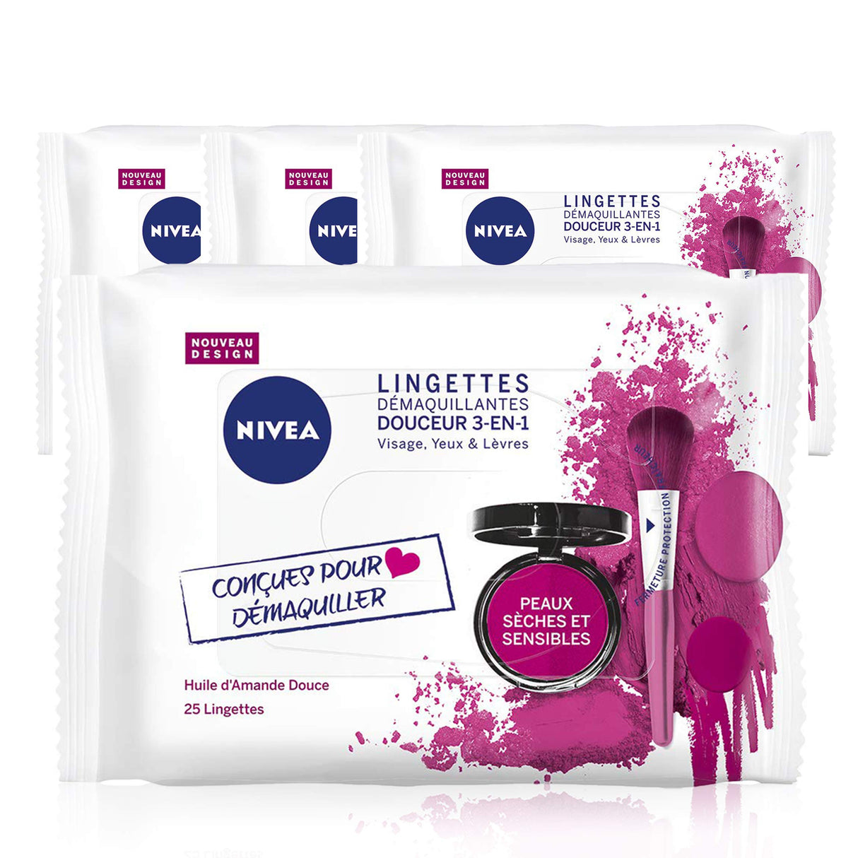 NIVEA VISAGE Lingettes Démaquillantes Douceur Pack de 25