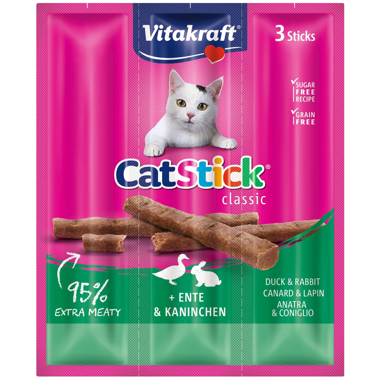 VITAKRAFT Cat Stick Mini Canard/Lapin Lot de 3