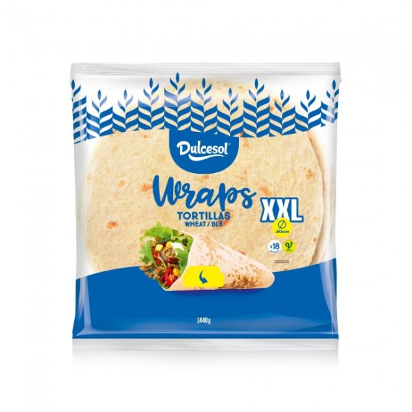 DULCESOL Tortillas de Blé XXL 18 Pièces 1440g 30cm Décongelé