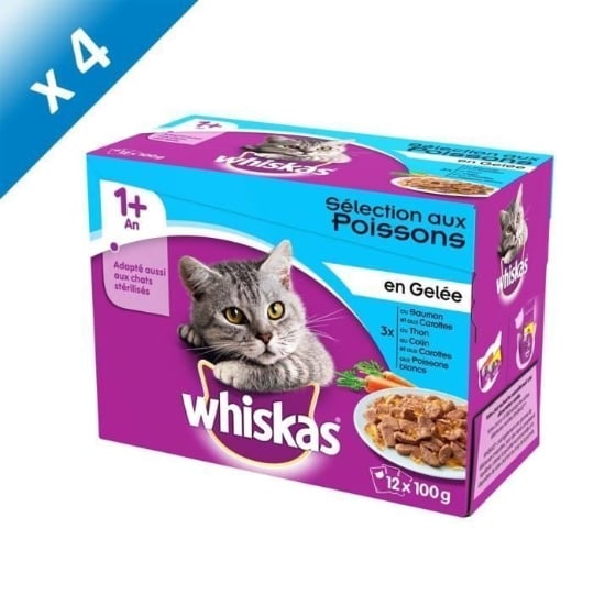 Whiskas Sachets Fraicheur En Gelee - Aux Poissons - Pour Chat Adulte S