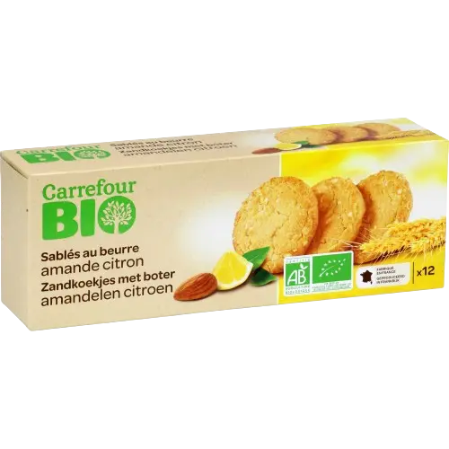 CARREFOUR BIO Sablés au Beurre Amande et Citron 200g