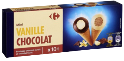 CARREFOUR Mini-Cônes Glacés Chocolat Noir et Blanc x10 177 g