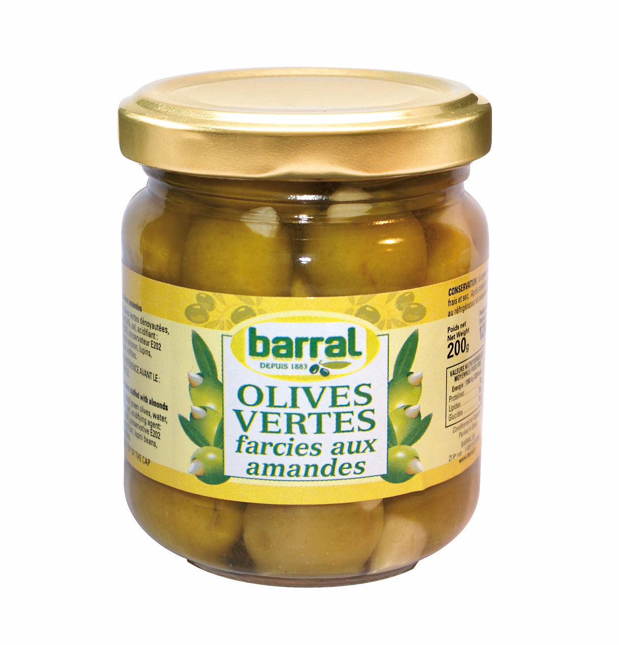 BARRAL Olives Vertes Farcies aux Amandes 210ml