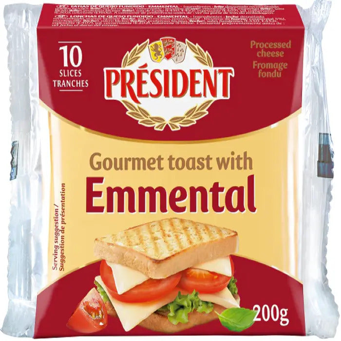 PRÉSIDENT Fromage Fondu Emmental Spécial Toast 10 Portions 200g