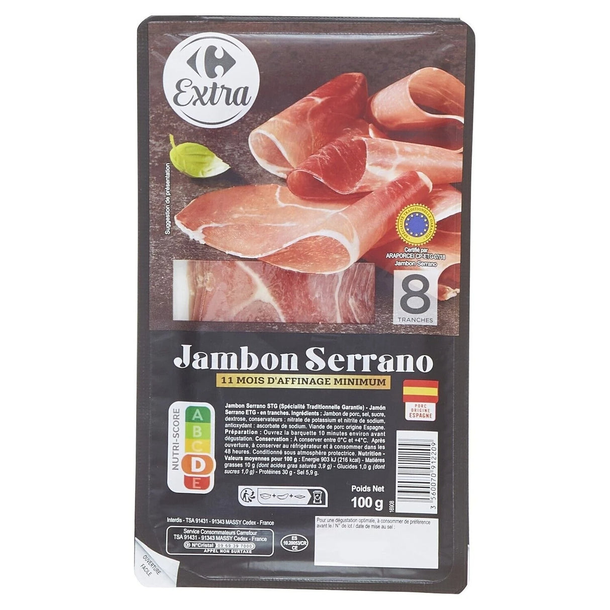 CARREFOUR Jambon Serrano 100g