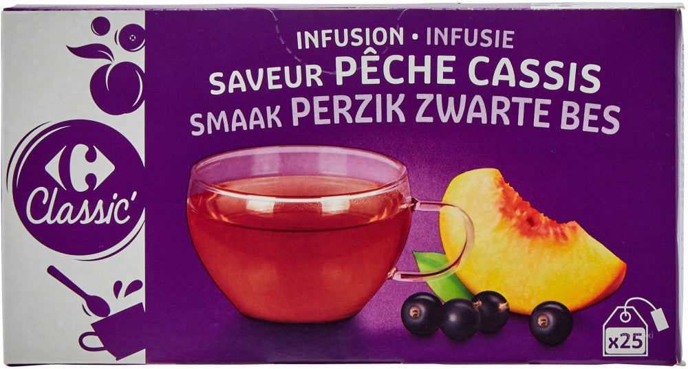 CARREFOUR Infusion Pêche Cassis 25 Sachets