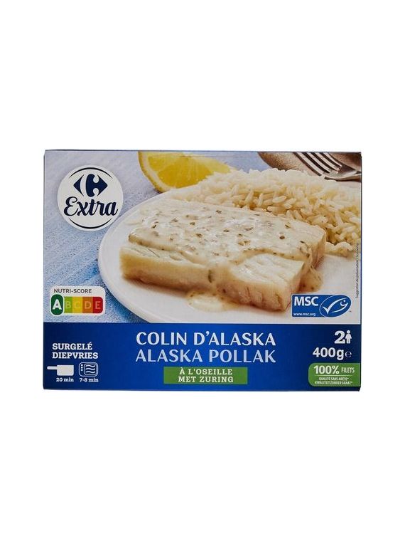 CARREFOUR Colin d'Alaska à l'Oseille Surgelé 400 g