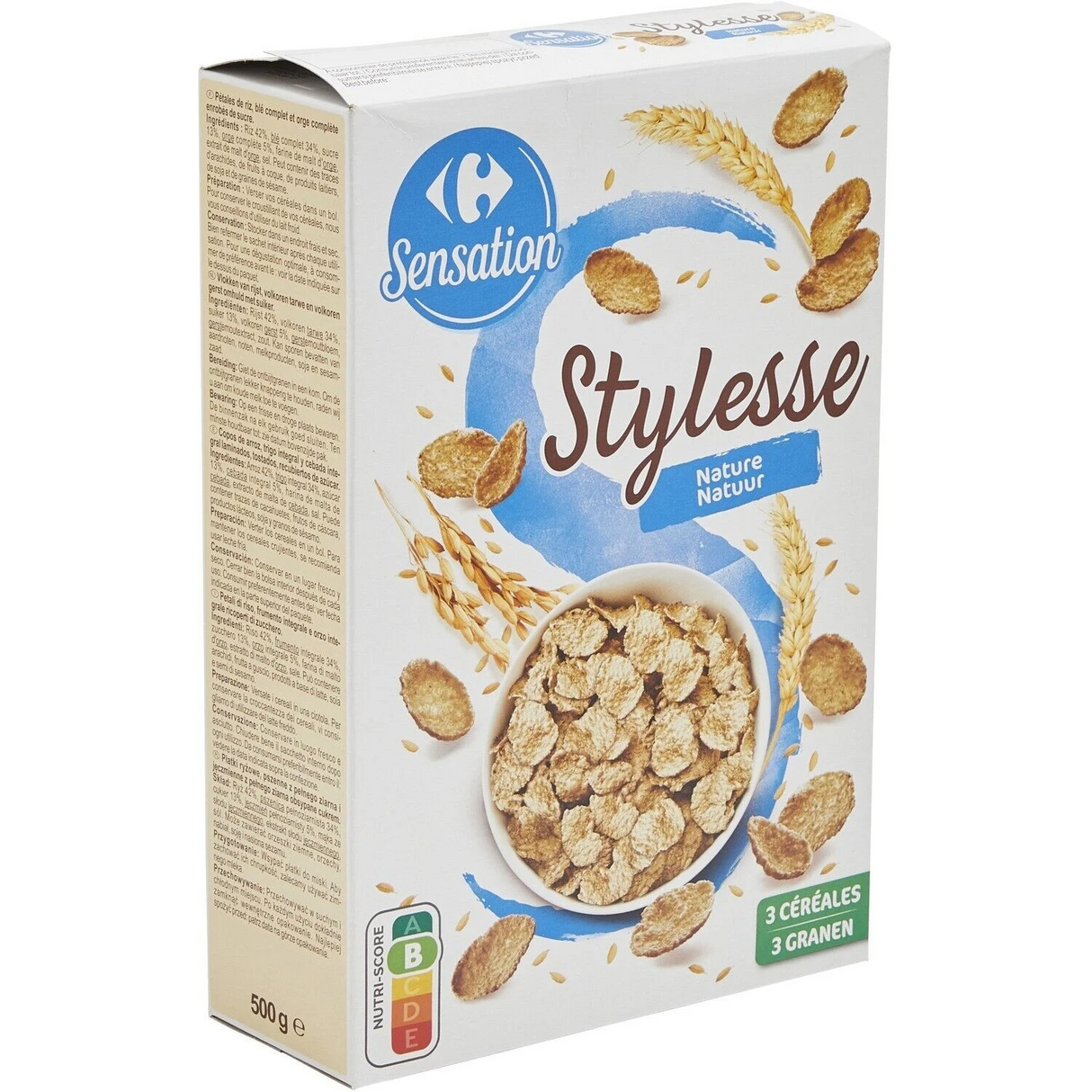 CARREFOUR STYLESSE Pétales de Riz/Blé Nature 500 g