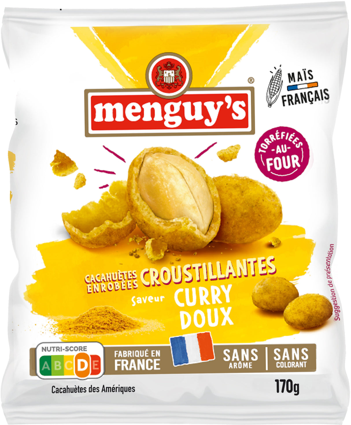 MENGUY'S Cacahuètes Enrobées Curry Doux 170 g