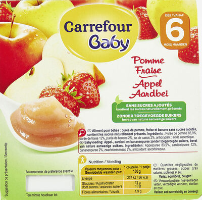 Compote carrefour baby pomme fraise - Produit