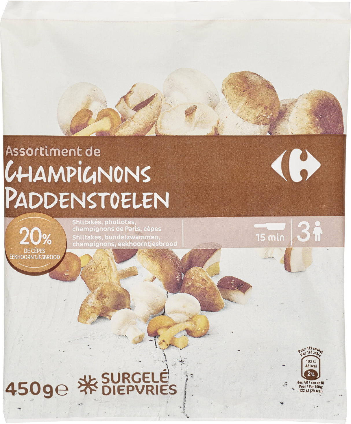 CARREFOUR Assortiment de Champignons Surgelés 450 g