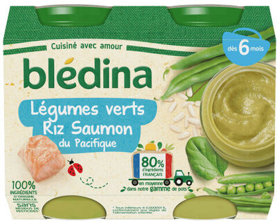 Légumes verts, riz, saumon du Pacifique - Produit