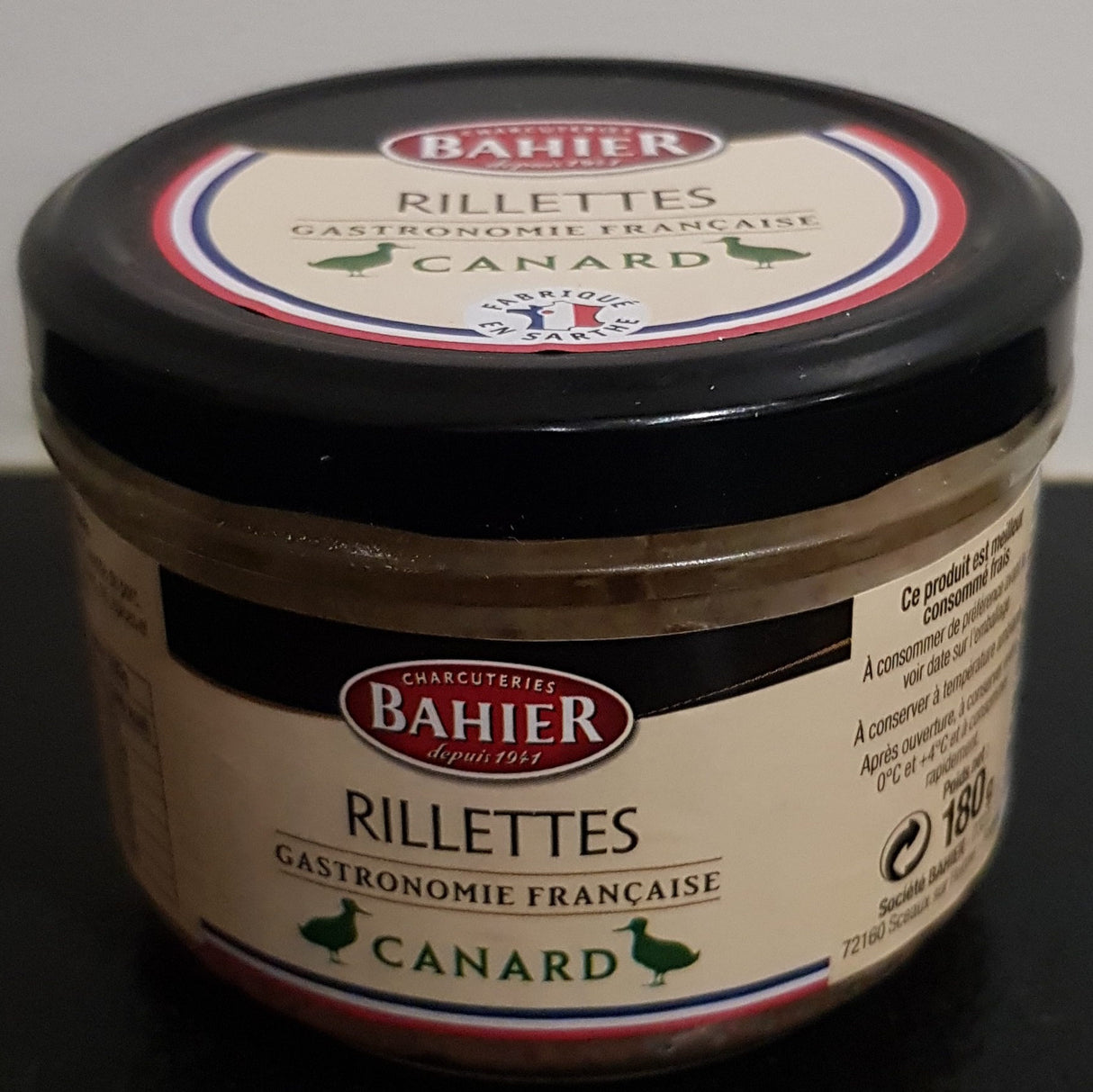 BAHIER Rillettes de Canard 100% 180g