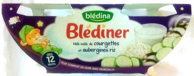 BLEDINER BOLS 2x200g Méli Mélo de Courgettes et Aubergines Riz Dès 12 mois - Produit