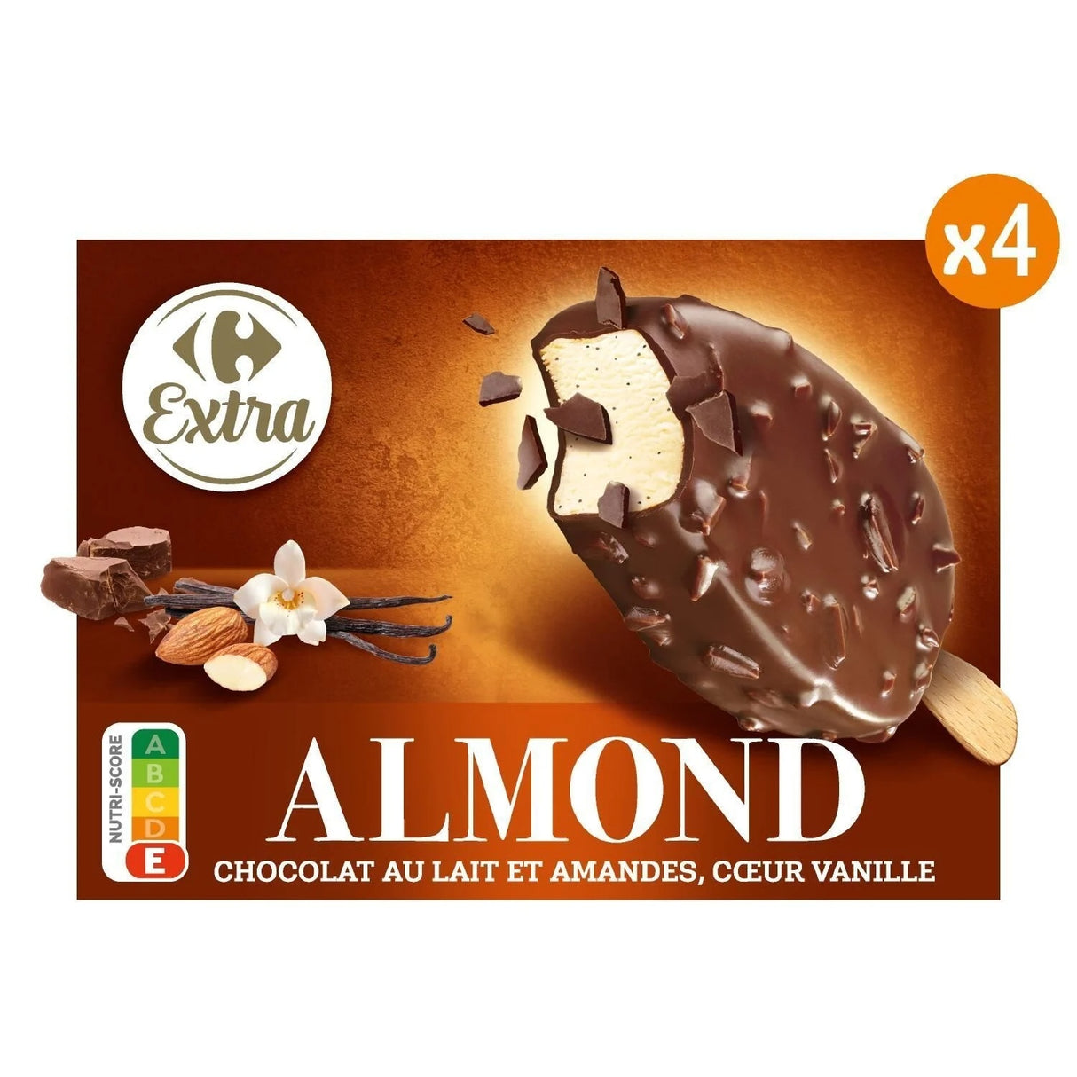 CARREFOUR Bâtonnets Géants Vanille/Chocolat/Amande Pack de 4 314 g