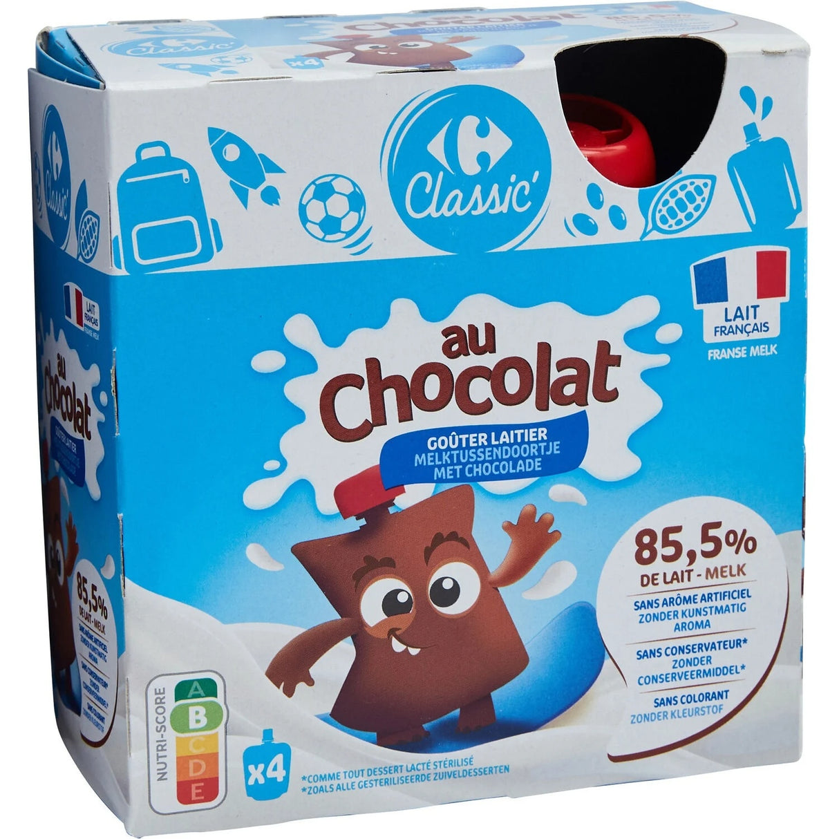 CARREFOUR Goûter Laitier au Chocolat 4x85 g