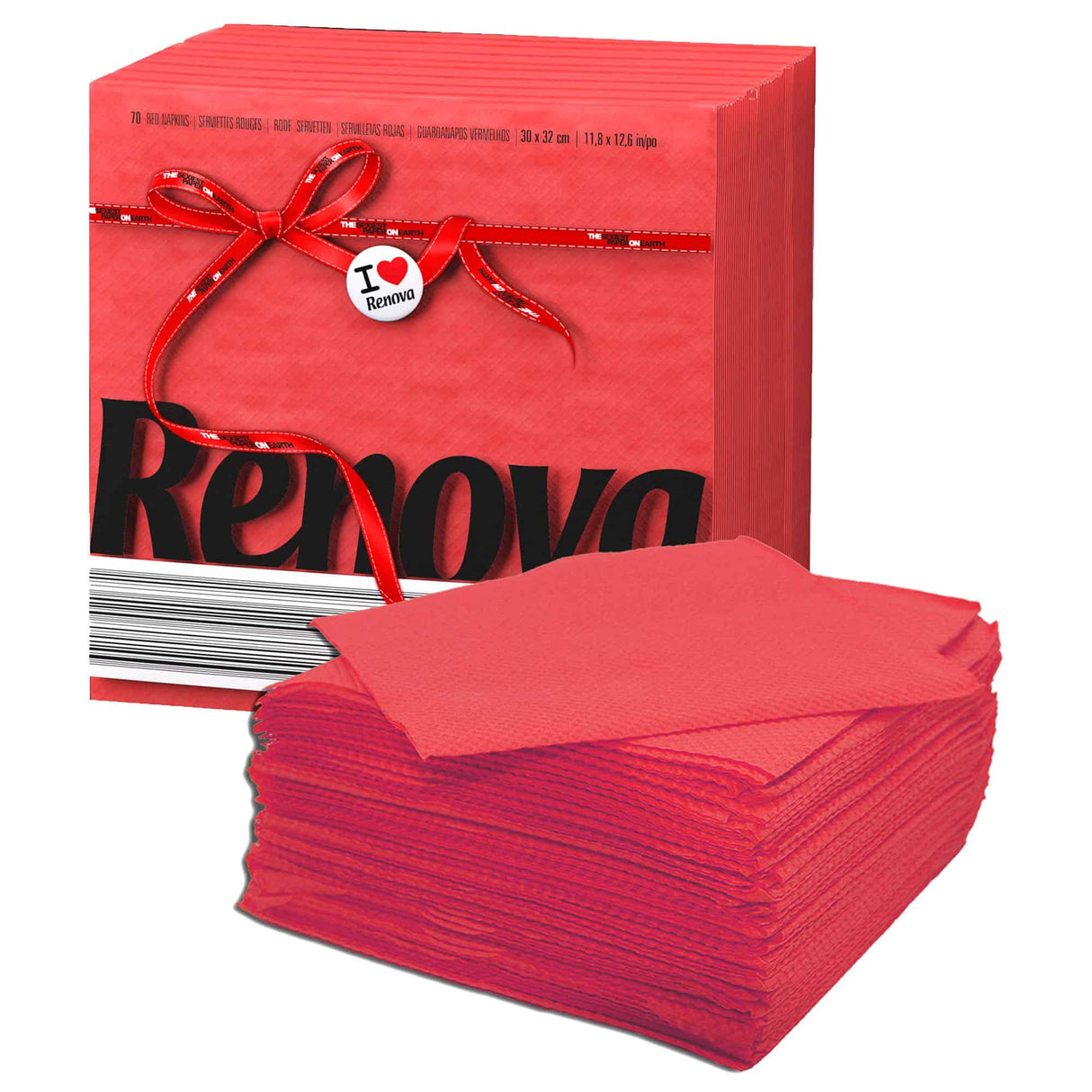 RENOVA Serviettes Red Label 30x32 cm Simple Épaisseur Lot de 70