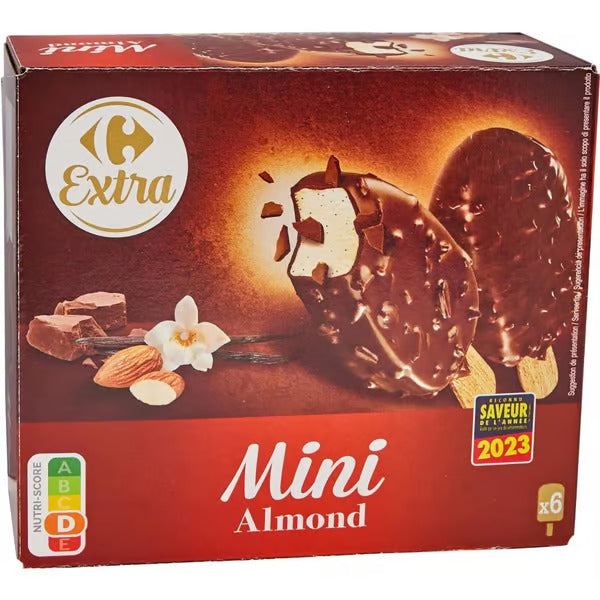 CARREFOUR EXTRA Mini Bâtonnets Glacés Lait Amande Pack de 6 237g