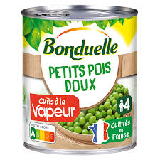 BONDUELLE Petits Pois Doux Cuits Vapeur Conserve 610g