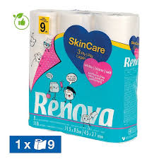 RENOVA Papier Hygiénique SkinCare Triple Épaisseur Lot de 9 Rouleaux