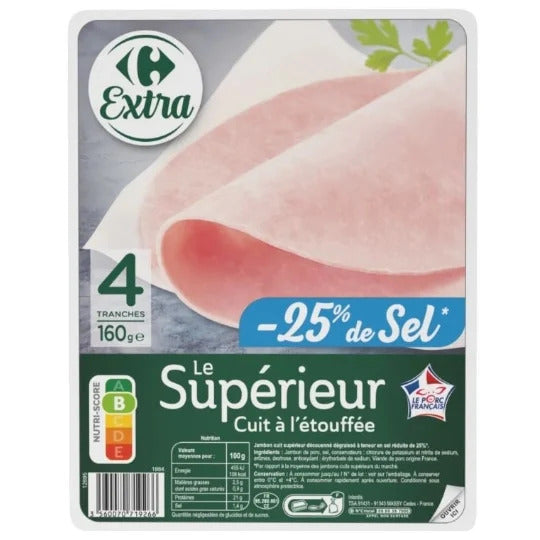 CARREFOUR Jambon Supérieur TSR 4 Tranches 160g