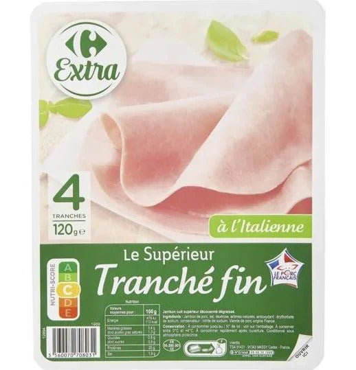 CARREFOUR Jambon Pack de 4 Tranches Fines 120 g