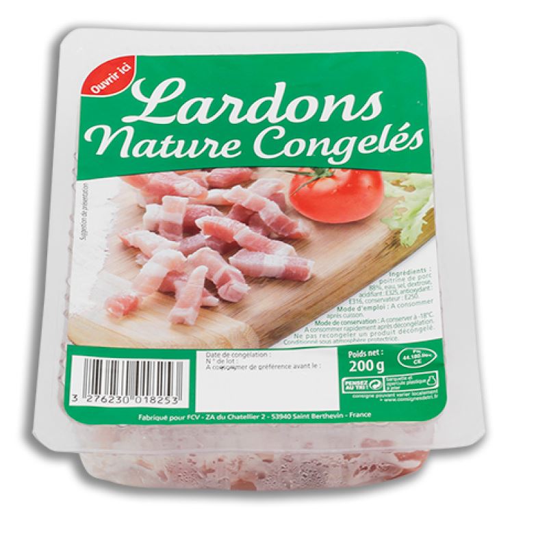 CHARCUTERIE Lardons Crus Nature 1kg Surgelés