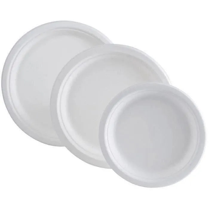 BFOODING Assiettes Rondes en Bagasse 23cm Lot de 50